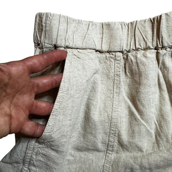 Madewell Womens Pull On Linen-Blend Elastic Waist Shorts Pockets Beige Large NWT - Picture 8 of 8